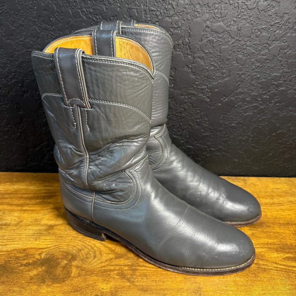 Justin L3056 Grey Leather‎ Western Cowboy Boots Womens 8 B